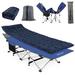 PLUTO LIMITED Portable Folding Camping Cot Sleeping Cot w/ Carry Bag & Velvet Mattress for Travel, Camping in Blue | 14 H x 28 W x 75 D in | Wayfair