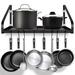 Prep & Savour Iron Rectangle Wall Mounted Pot Rack Metal | 17 H x 12.2 W x 7 D in | Wayfair 715802A9C81142DB808A5330786A45CC