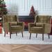 Armchair - George Oliver Kamaehu CAL117 Compliant 28.74" Wide Tufted Armchair Wood/Chenille/Polyester/Fabric in Brown | Wayfair