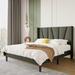 Latitude Run® Gyda Wingback Bed Wood & /Upholstered/Metal & /Metal in Gray/Black | 48 H x 63 W x 77.2 D in | Wayfair