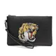 Pochette en cuir PU souple pour hommes d'affaires motif de tête de tigre sac à main de téléphone