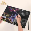 Kit de peinture magique en papier à gratter avec stylo pour enfant et adulte art scène de nuit