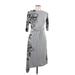 Rocha. John Rocha Casual Dress - Wrap: Gray Print Dresses - Women's Size 12