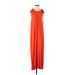 Zara Basic Casual Dress - A-Line Scoop Neck Sleeveless: Orange Print Dresses - Women's Size Small