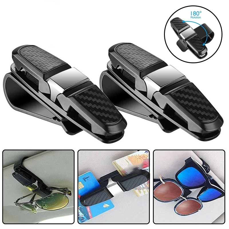 Custodia per occhiali per auto Porta occhiali per visiera parasole per auto universale Porta occhiali da sole Clip per biglietti Porta occhiali Accessori per interni auto