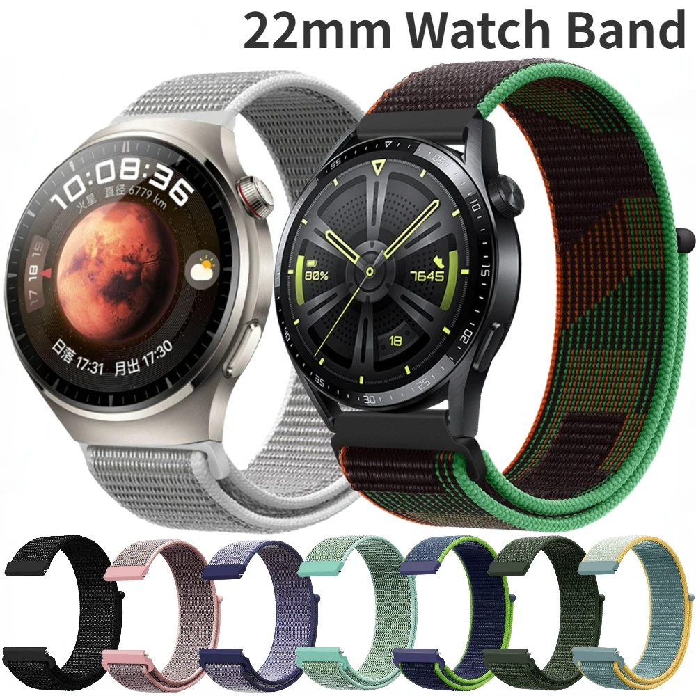 22 mm Nylon-Schlaufenarmband für Huawei Watch 4/4 Pro/GT GT2 2e GT3 Pro 46 mm, verstellbares Armband für Samsung Watch 3 45 mm/Amazfit GTR/4 Image