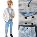 3-teiliges Anzug-Set für formelle Jungen (Jacke Weste Hose) Paisley Slim Fit edle Kinder Smoking