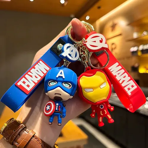 Cartoon Avengers Allianz Big Head Wunder Spider Man Iron Man Schlüssel bund Set Puppe Anhänger