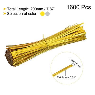 1600Pcs Metallic Twist Ties Decorative Ties for Candy Bag Gold/Silver