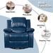 Leather Manual Recliner Chair w/Overstuffed Headrest and Metal Base, Living Room Upholstered Reclining Sofa Home Theater Seating