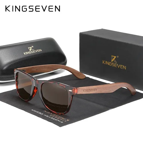 Kingseven neue schwarze walnuss sonnenbrille holz polarisierte sonnenbrille herren brille hand