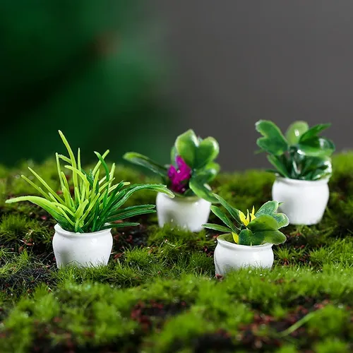 4 Stück Mini-Blume Topf für grüne Pflanzen Simulations pflanzen Puppenhaus Miniatur Puppenhaus Möbel