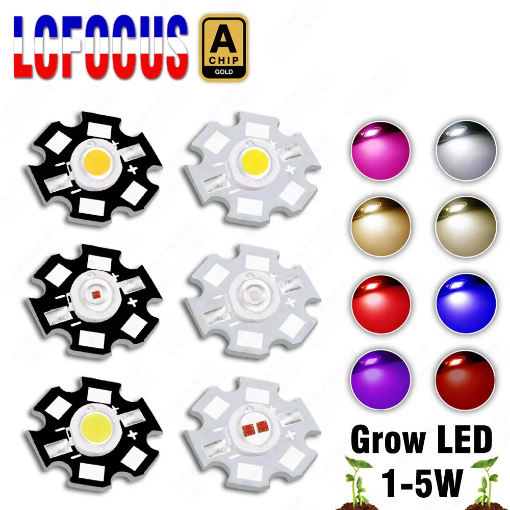 1W 3W 5W LED Grow Light Vollspektrum 400-840nm 660nm 440nm Grow LED Chip für Hydroponik Zimmerpflanze Keimung Blumen Obst Aquarium Image