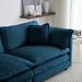 3-Seater Couch Blue Chenille Fabric Sectional Sofa Loose Back Recliner Couch with Armrest Pillows for Livingroom
