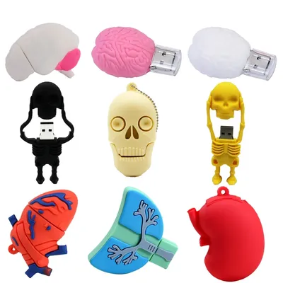 Jaster Schädel USB-Flash-Laufwerke 64GB Skelett Memory Stick 32GB rotes Herz Pen Drive 16GB Lunge u Image