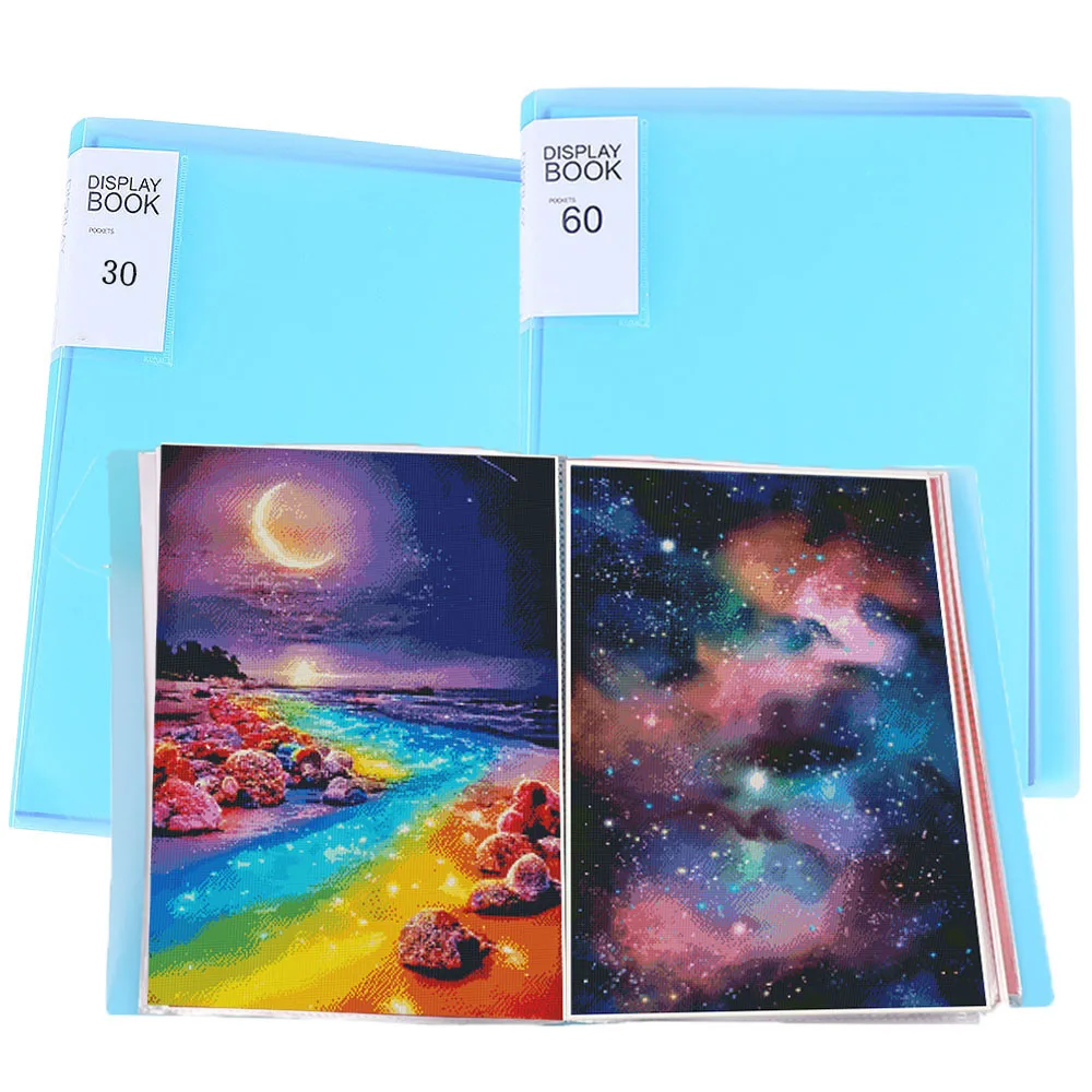30/60 Seiten A4 Diamant Malerei Aufbewahrungsbuch Portfolio Präsentation Aufbewahrungsbuch Klare Tasche Großer Ordner Fotoalbum Briefpapier Image