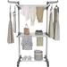 Folding Drying Rack 3 Tier Stainless Steel Laundry Drying Rack with Two Side Wings