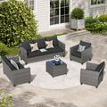 Ovios 5 Pieces Outdoor Patio Furniture All-Weather Sectional Sofa Loveseat for Lawn Steel Frame