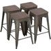 24 Inches Metal Bar Stools Set of 4 Counter Height Wood Seat Barstool Patio Stool Stackable Backless Stool Indoor Outdoor Metal Kitchen Stools Bar Chairs (Bronze)