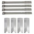 4-Pack BBQ Gas Grill Tube Burner & Heat Shield Plate Tent Replacement Parts for 122.16641901 - Compatible Barbeque Stainless Steel Pipe Burners & Flame Tamer Guard Deflector Flavorizer Bar
