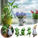 Cute Frog Animal Figurines Planter Pot Hanger Decorations Outdoor Garden Frog Statue Resin Hanging Climbing /Rabbit/Frog Sculpture Outdoor Statues Ornaments for Flower Pot Garden Decor