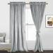 JIUZHEN Velvet Curtains for Living Room - Thermal Insulated Room Darkening Rod Pocket Soft Retro Window Drapes for Bedroom/Sliding Door Set of 2 Panels with Tiebacks 52 x 84 inchesï¼ŒSilver Grey