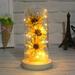 Pgeraug Ornaments Romantic Sunflower Flower Glass Cover Led Micro Landscape Gift Desktop Ornament Yellow