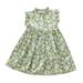 Fimkaul Girls Dresses Button Floral Sleeveless A Line Ruffle Summer Sun Princess Dress Baby Clothes Green