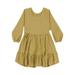 TOWED22 Toddler Little Girls Dress Toddler Kids Baby Girl Dress Long Sleeve Solid Color Casual Dresses Soft and Warm(Gold 3-4 Y)