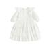 Frobukio Newborn Baby Girls Dress Long Sleeve Dress Lace Patchwork A-line Dress Casual Party Princess Dress