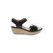 Clarks Wedges: Black Print Shoes - Women's Size 9 1/2 - Open Toe