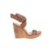 Stuart Weitzman Wedges: Tan Solid Shoes - Women's Size 9 1/2 - Open Toe