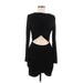 Casual Dress - Bodycon Crew Neck Long sleeves: Black Print Dresses - Women's Size Medium