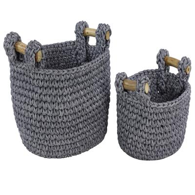 Cosmoliving By Cosmopolitan Set Of 2 Basket Storage Basket by Quinn Living in Grey