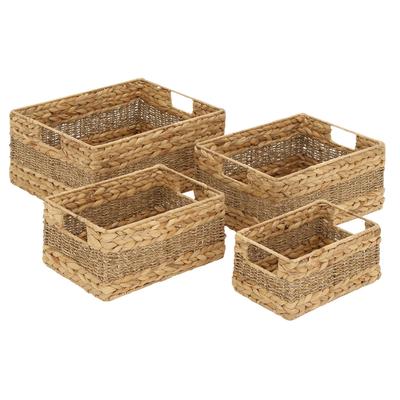 Set Of 4 Light Brown Sea Grass Natural Storage Basket Storage Basket by Quinn Living in Beige