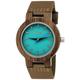 Holzwerk Germany Handmade Designer Women's Watch Eco Natural Wood Watch Leather Strap Watch Analogue Classic Quartz Watch in Blue Turquoise Brown, Brown / turquoise, Strap.