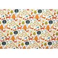 Scandinavian Woodland Animals Burnt Orange, with Foxes, Deers, Hares, Trees and Leaves (132cm x 300cm Rectangle)