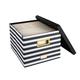 BLU MONACO Paper Organizer Storage: Portable File Box with Handle, Hanging File Folder Box, Decorative File Box, File Box with Lid, Black and White Striped legal-letter size File Folder Box with Lid