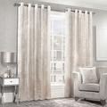 Alan Symonds Home Crushed Velvet Lined Eyelet/Ring Top Curtains Pair Cream 46" Width x 54" Drop