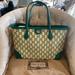 Gucci Bags | Gucci Green Straw Raffia Ophidia Medium Tote Bag | Color: Cream/Green | Size: Os