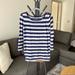 American Eagle Outfitters Tops | *2/$15* Blue And Grey Stripped 3/4" Top | Color: Blue/Gray | Size: M