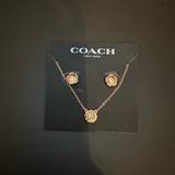 Coach Jewelry | Coach Rose Gold Brass Crystal Necklace And Matching Flower Earring Set | Color: Gold | Size: Os