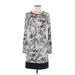 MICHAEL Michael Kors Casual Dress - Shift Crew Neck Long sleeves: Silver Paisley Dresses - Women's Size Medium - Print Wash