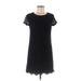 Laundry by Shelli Segal Casual Dress - Mini Scoop Neck Short sleeves: Black Solid Dresses - Women's Size 8 Petite