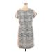 Connected Apparel Casual Dress - Sheath Crew Neck Short sleeves: Gray Marled Dresses - Women's Size 14 Plus