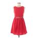 Divided by H&M Casual Dress - A-Line Scoop Neck Sleeveless: Red Print Dresses - Women's Size 8