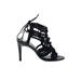 Joie Heels: Gladiator Stilleto Cocktail Party Black Print Shoes - Women's Size 39.5 - Open Toe