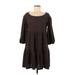 BB Dakota by Steve Madden Casual Dress - Mini Scoop Neck 3/4 sleeves: Brown Print Dresses - Women's Size Medium