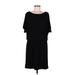 White House Black Market Casual Dress - DropWaist Scoop Neck Short sleeves: Black Print Dresses - Women's Size Medium