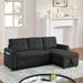 Black Reclining Sectional - Latitude Run® Upholstered Chaise Sectional Polyester | 31 H x 78.5 W x 49 D in | Wayfair